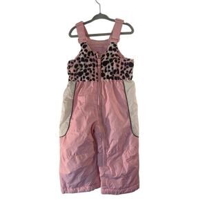 ZEROXPOSUR Girls Faux Fur Leopard Snow/Winter Bib Overalls / Size: 18 Mos.